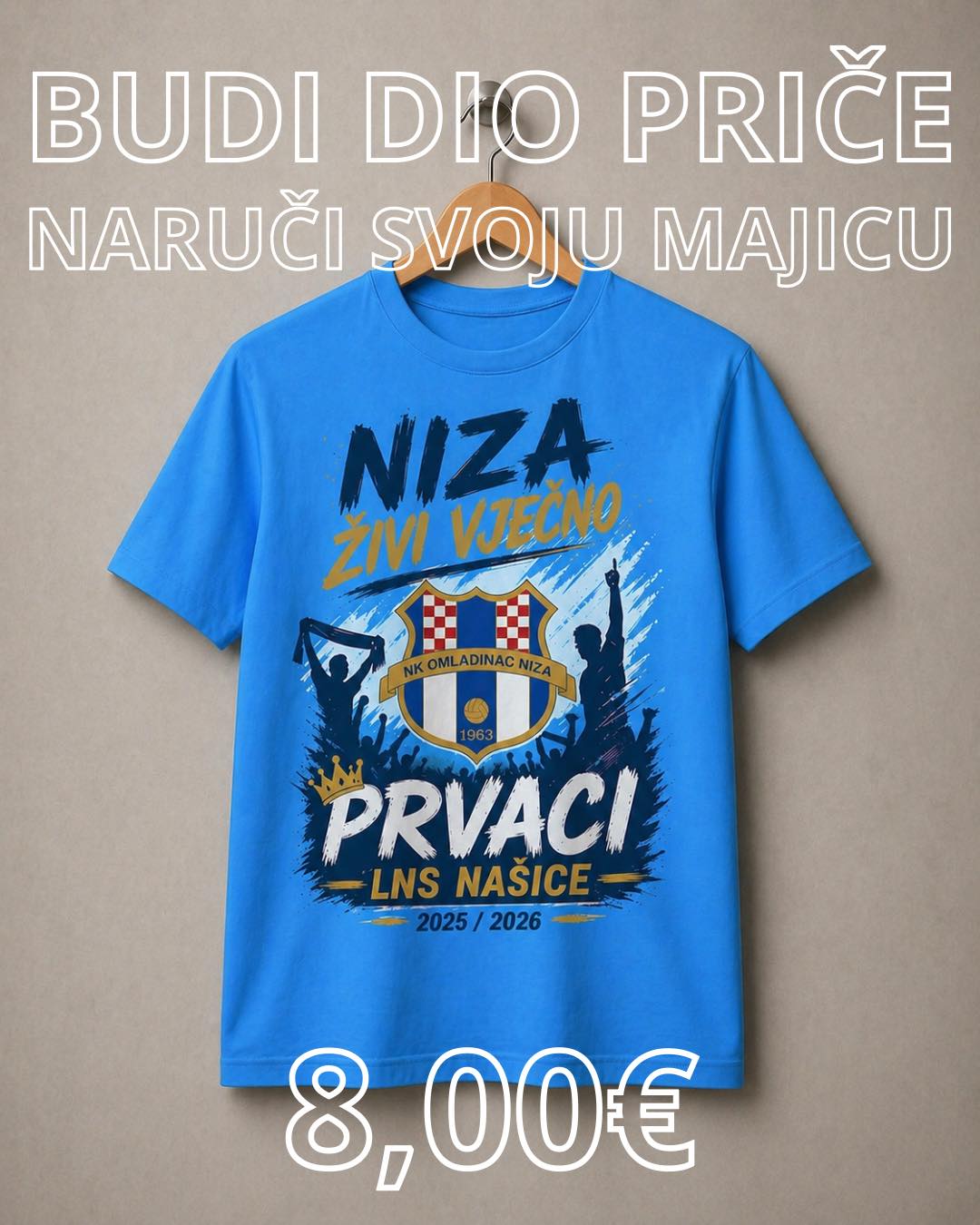 Postani dio ove lijepe sportske priče, naruči svoju majicu. Cijena je 8 eura, a veličine su od dječje 86-94 do unisex 3XL. Majice je moguće preuzeti na kraju prvenstva u prostorijama kluba, po dogovoru u Osijeku ili slanje poštom.
Naručiti možete u komentarima ove objave, u porukama sa stranicom ili porukom na 0915082684.
Potrebno je napisati ime, prezime i veličinu.