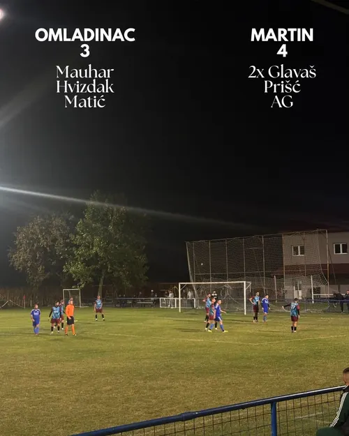 U napetoj utakmici punoj preokreta i golova pobjedu odnose gosti iz Martina kojima čestitamo. Obje momčadi su pružile dobru i fer igru...
Početnici poraženi u Šaptinovcima 4-0, ali iz utakmice u utakmicu pokazuju napredak što nas veseli...