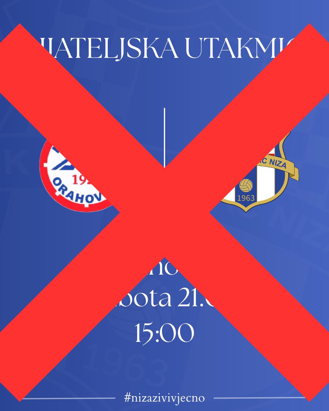 Utakmica se odgađa zbog loših vremenskih uvjeta. Radi zdravlja igrača i terena je odlučeno da se odigra na ljeto, a ekipi iz Orahovice želimo puno sreće u nastavku prvenstva. ♥️